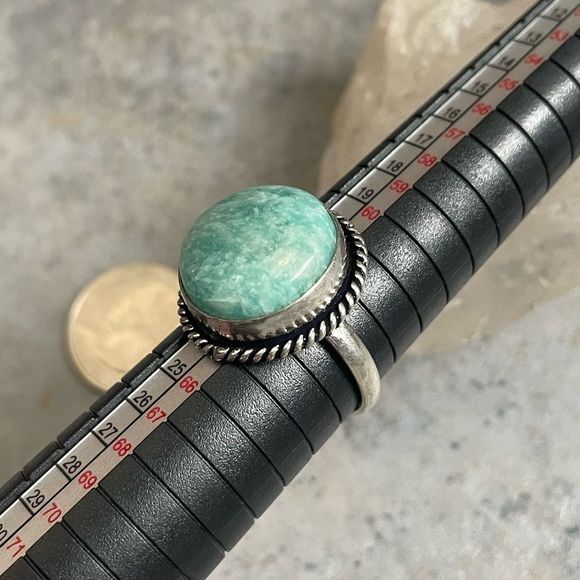 Amazonite Sterling Plated Ring 10.5 - Picture 6 of 8